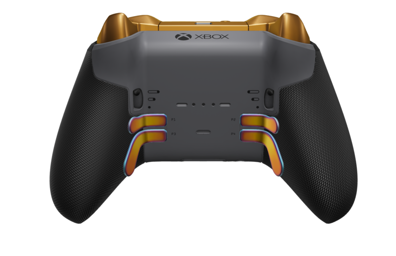 Xbox Elite Wireless Controller Series 2 - Core - Body: Pulse Cipher , D-pad: Faceted - Sunset Chroma, Back: Storm Grey  Back side