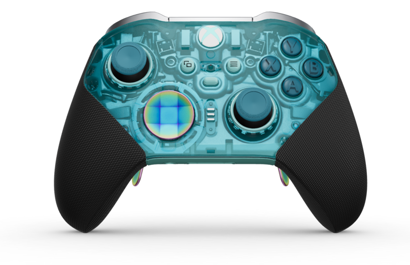 Xbox Elite Wireless Controller Series 2 - Core - Body: Surf Cipher , D-pad: Faceted - Energy Chroma, Back: Glacier Blue  Front side
