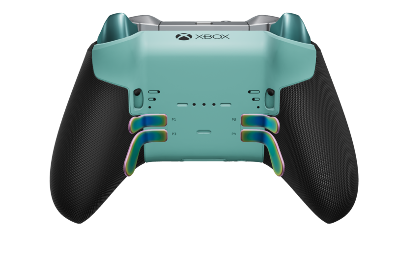 Xbox Elite Wireless Controller Series 2 - Core - Body: Surf Cipher , D-pad: Faceted - Energy Chroma, Back: Glacier Blue  Back side