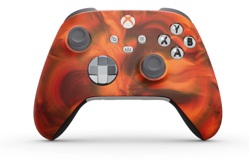 Xbox Wireless Controller - Body: Fire Vapor, D-Pads: Ash Gray (Metallic), Thumbsticks: Storm Gray Front side
