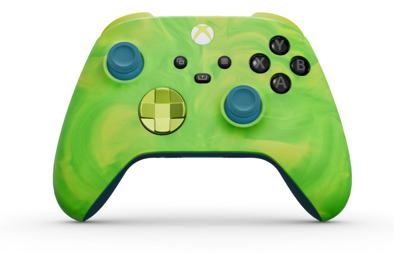 Xbox Wireless Controller - Body: Electric Vapor, D-Pads: Electric Volt (Metallic), Thumbsticks: Mineral Blue Front side