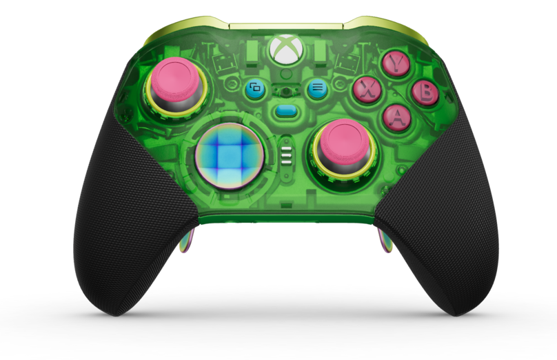 Xbox Elite Wireless Controller Series 2 - Core - Body: Velocity Cipher , D-pad: Faceted - Energy Chroma, Back: Velocity Green  Front side