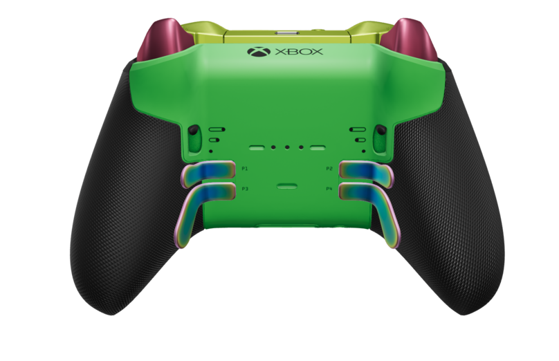 Xbox Elite Wireless Controller Series 2 - Core - Body: Velocity Cipher , D-pad: Faceted - Energy Chroma, Back: Velocity Green  Back side