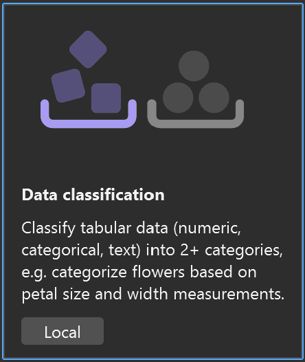 Screenshot of Model Builder's data classification option.