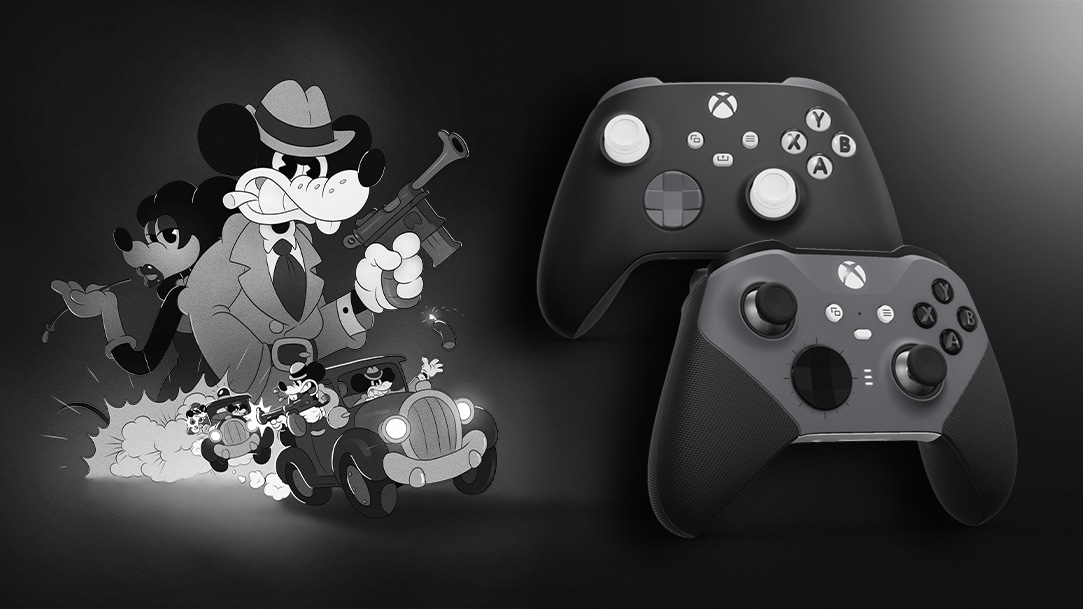MOUSE: P.I. For Hire, black and white image of Jack Pepper and Tammy Tumbler, mouse detectives.